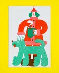 YUK FUN - Santa Dog with Pet Dog Christmas Card