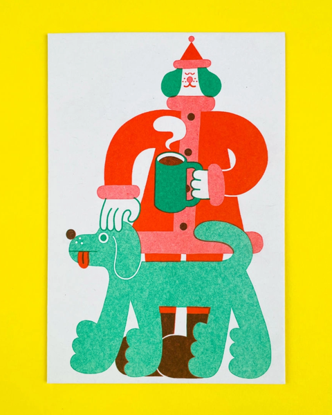 YUK FUN - Santa Dog with Pet Dog Christmas Card