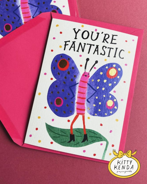 Kitty Kenda Papergoods - Fantastic Butterfly Foiled Greeting Card