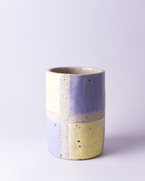 Julie B - Large Check Vessel - Lilac and Yellow