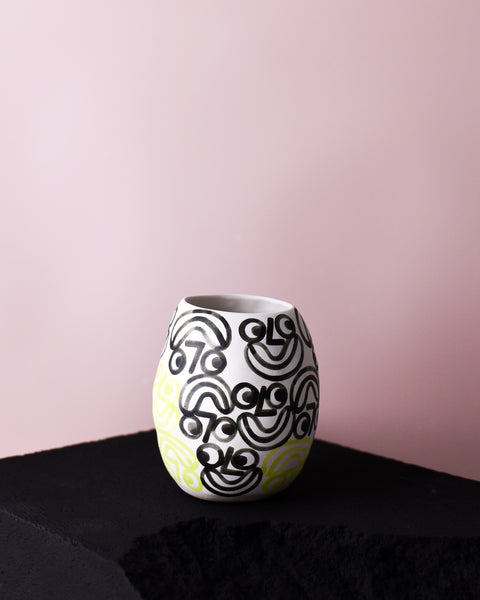 Rittle King - Small Vase - Faces - Green and Black