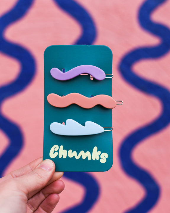Chunks - Pastel Mini Waves Barrette Pack