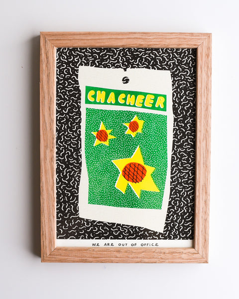 We are Out of Office - FRAMED Riso Print -  A Colourful Bag of Sunflower Seeds