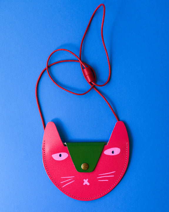 Ark - Cat Pocket Purse - Pink and Green