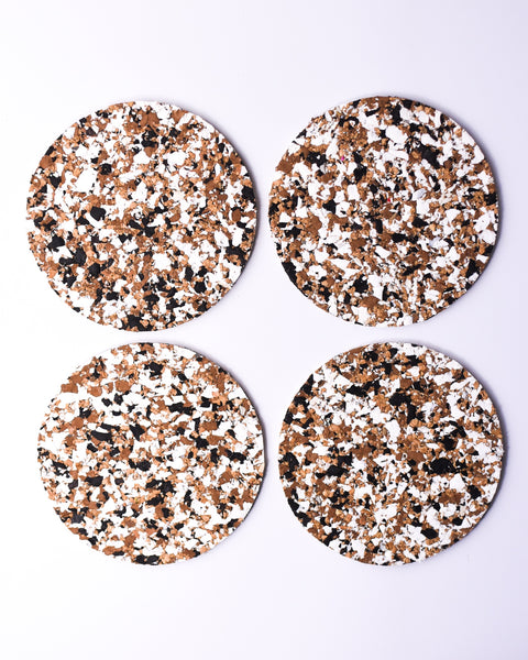 Yod and Co - Speckled Round Cork Coasters Set of 4 - Black