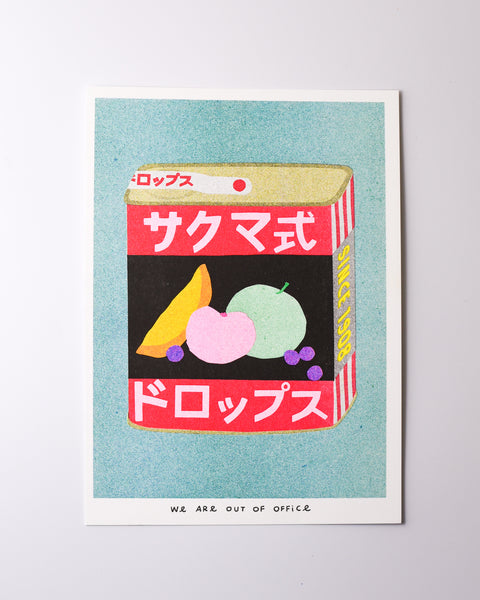 We are out of Office - Riso Print - A Tin Can of Sakuma Drops