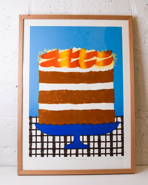 Alice Oehr - FRAMED Silkscreen Cake Print - Peaches and Cream Spiced Cake *PICK-UP ONLY*