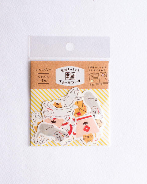 Furukawashiko - Washi Flake Stickers Happy Cats