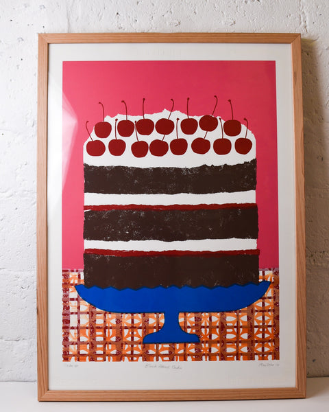 Alice Oehr - FRAMED Silkscreen Cake Print - Black Forest Cake *PICK-UP ONLY*
