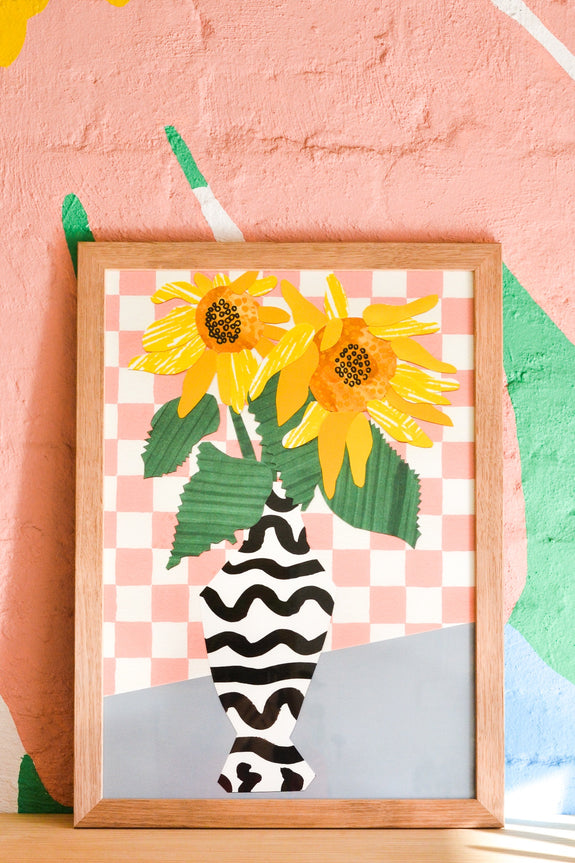 Emily Green - Sunflower Collage A3 Giclee Print