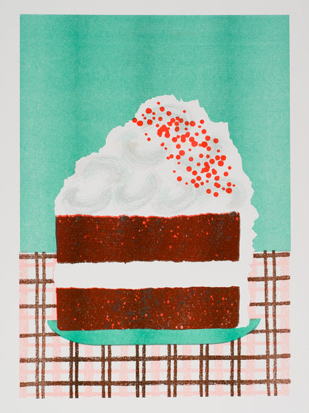 Alice Oehr - Red Velvet Cake Slice Riso Print - A3
