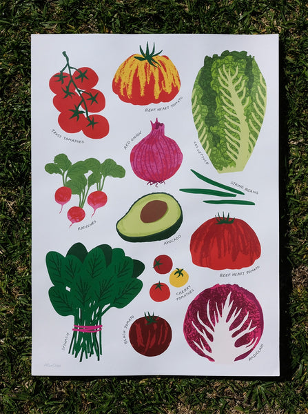 Alice Oehr - Market Poster - Salad Vegetables - A2