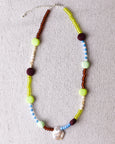 Emily Green - Glass + Clay Necklace in Aqua, Lime and Grape