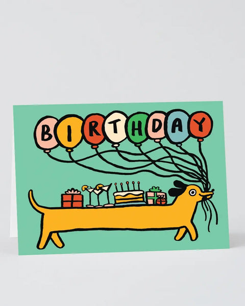 Wrap - Greetings Card -Birthday Sausage Dog