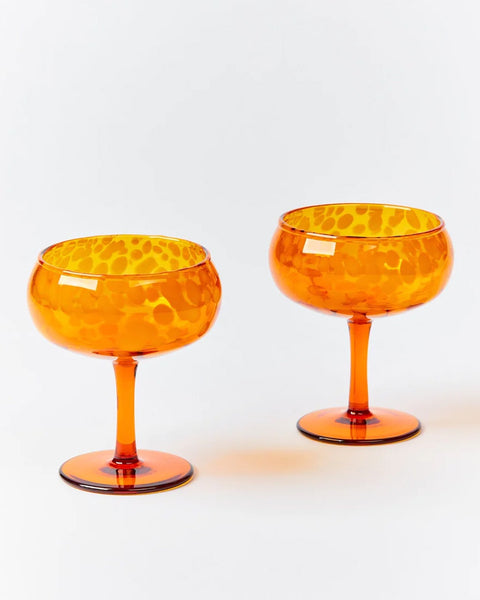 Bonnie and Neil - Glass Coupe Dots Amber (set of 2)