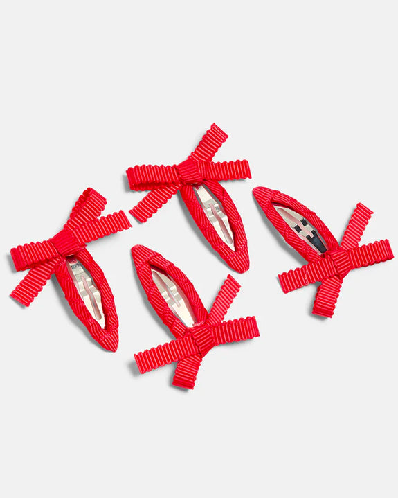 Chunks - Mini Bow Snap Clips - Cherry