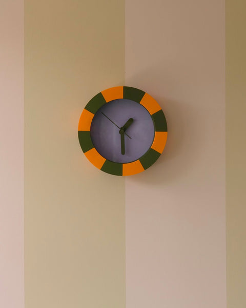 Daniel + Emma - Stripe Clock - Orange/Olive