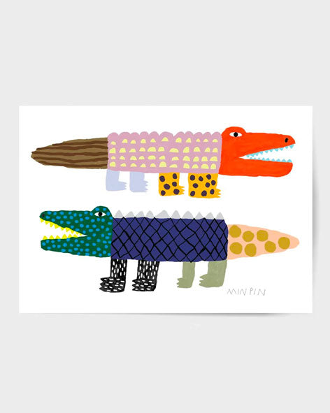 Minpin - Crocodile and Alligator Art Print