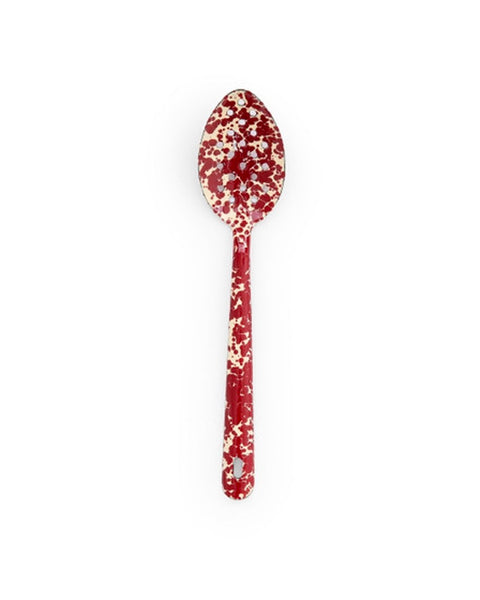 Crow Canyon - Splatter Large Slotted Spoon - Burgundy and Cream