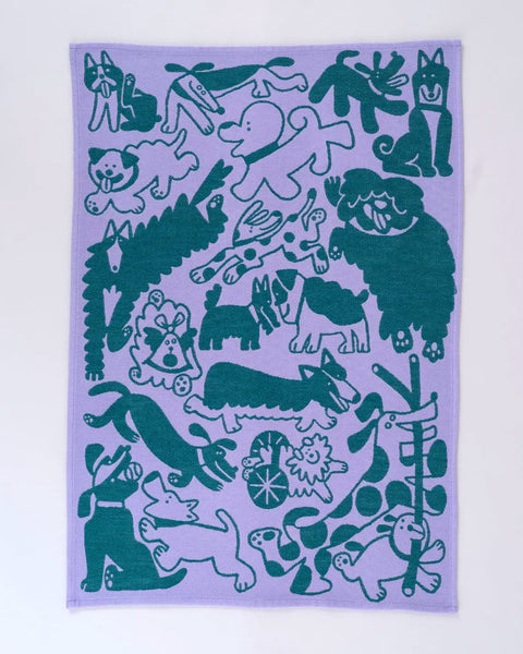 Wrap - Tea Towel - Dogs Day Out Lilac/Green
