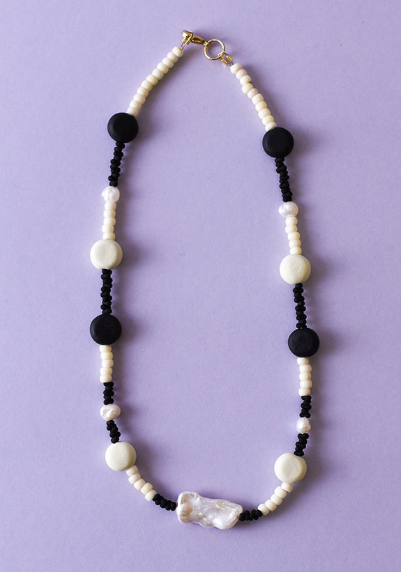 Emily Green - Glass and Clay - Black & Bone Necklace