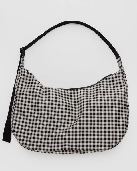 Baggu - Large Nylon Crescent Bag - Black & White Gingham
