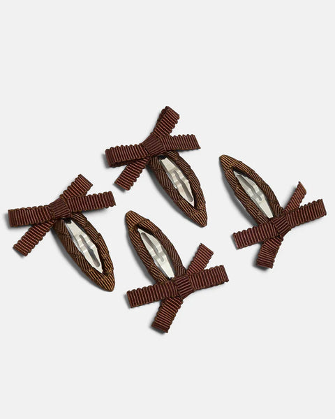 Chunks - Mini Bow Snap Clips  - Chocolate