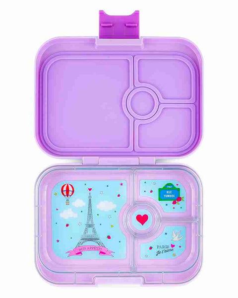 Yumbox - Panino Lunch Box 4 Compartment - Lulu Purple - Je Taime Paris Tray