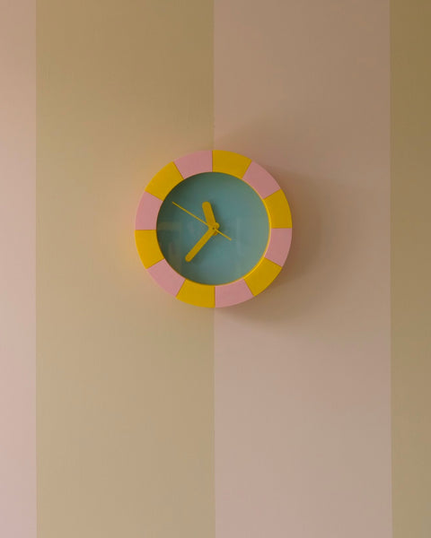 Daniel + Emma - Stripe Clock - Pink/Yellow