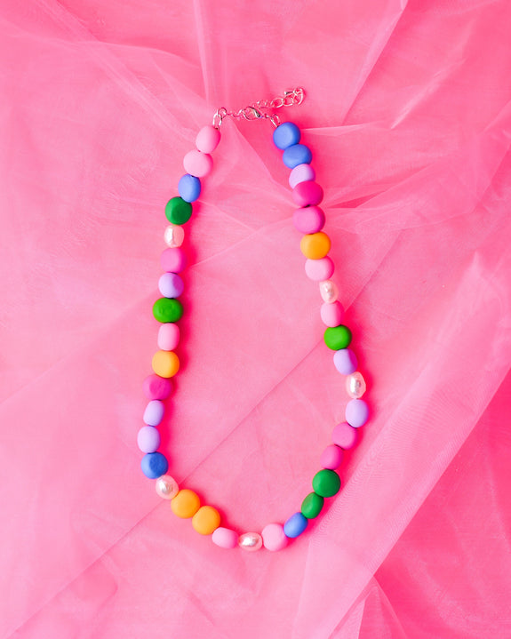 Emily Green - Rainbow Bead and Pearl Necklace