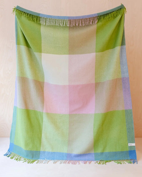 TBCo - Recycled Wool Blanket in Green Herringbone Check