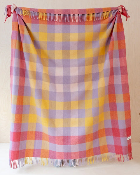 TBCo - Recycled Wool Blanket in Lilac Gradient Gingham