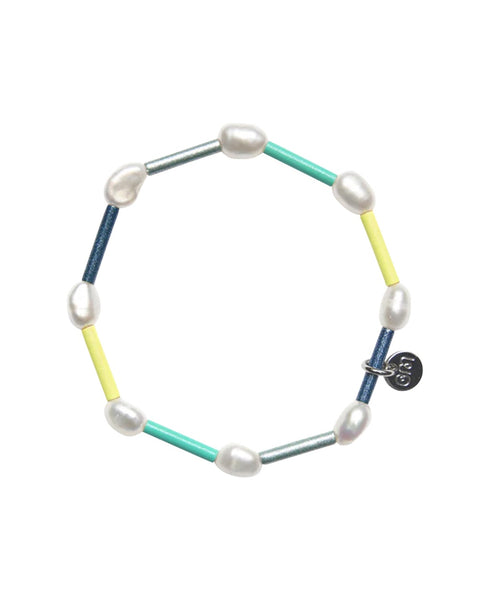 Bianca Mavrick - Stretchy Pearly Bracelet (Neon Yellow Teal Gradient)
