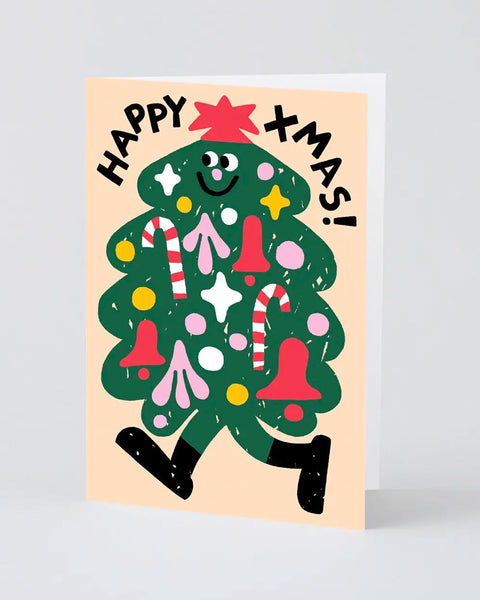Wrap - Greetings Card - Happy Xmas Tree